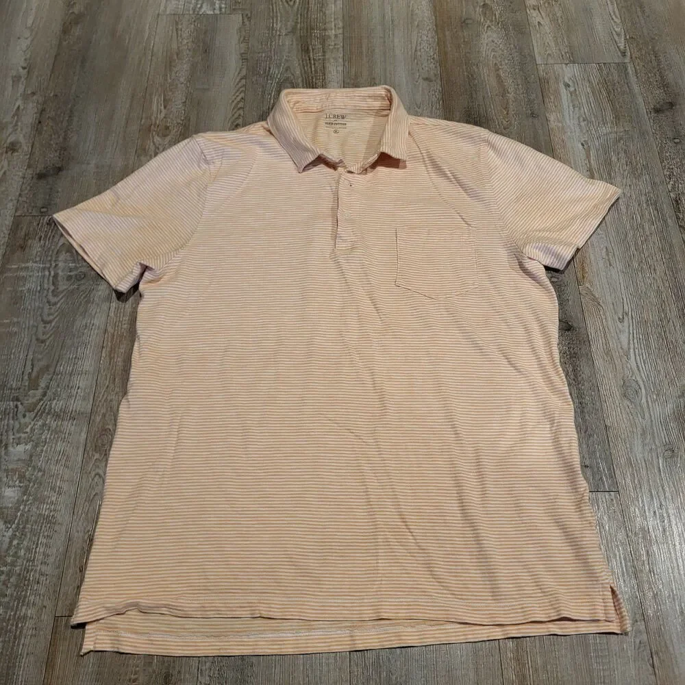 J.Crew Slub Cotton Regular Fit Short Sleeve Polo Knit Shirt Men's Size XL